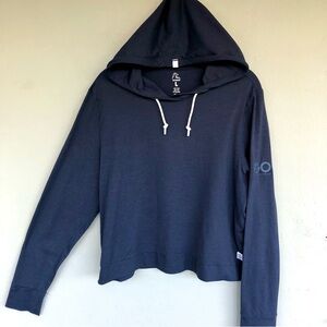 Rhoback Tempo Performance Hoodie Size L Heather Blue Pullover GO Logo Athleisure